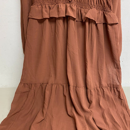 ASOS Design Pink Long Sleeve Ruffled Hem Long Dress Womens Size 8