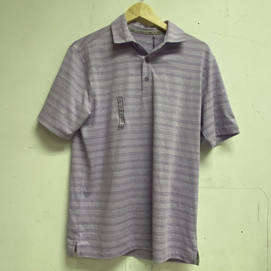 Walter Hagen Mens P11 Fine Line Textured Stipe Polo Bright Amethyst/White