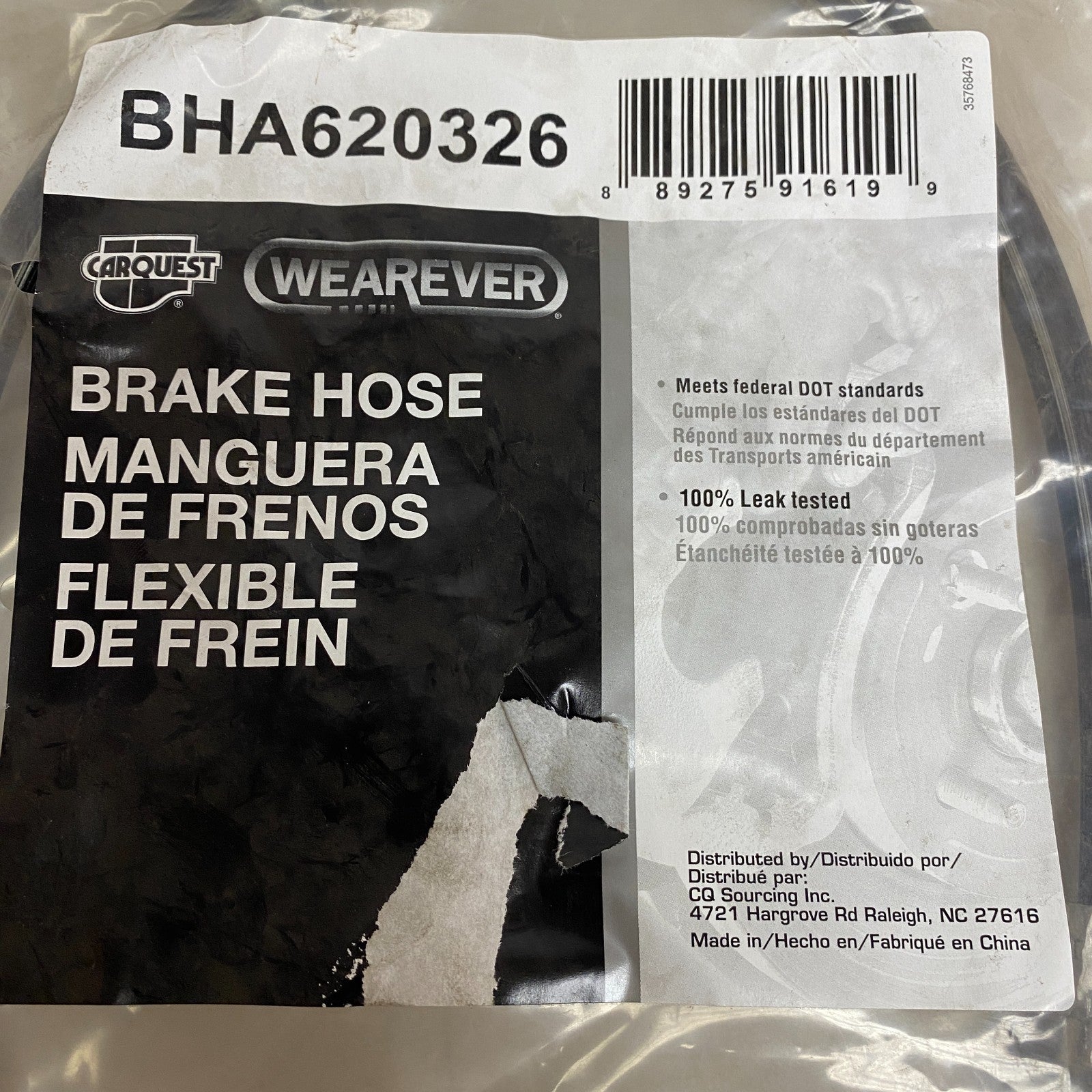 CARQUEST Brake Hydraulic Hose Black EPDM Rubber Model BHA620326