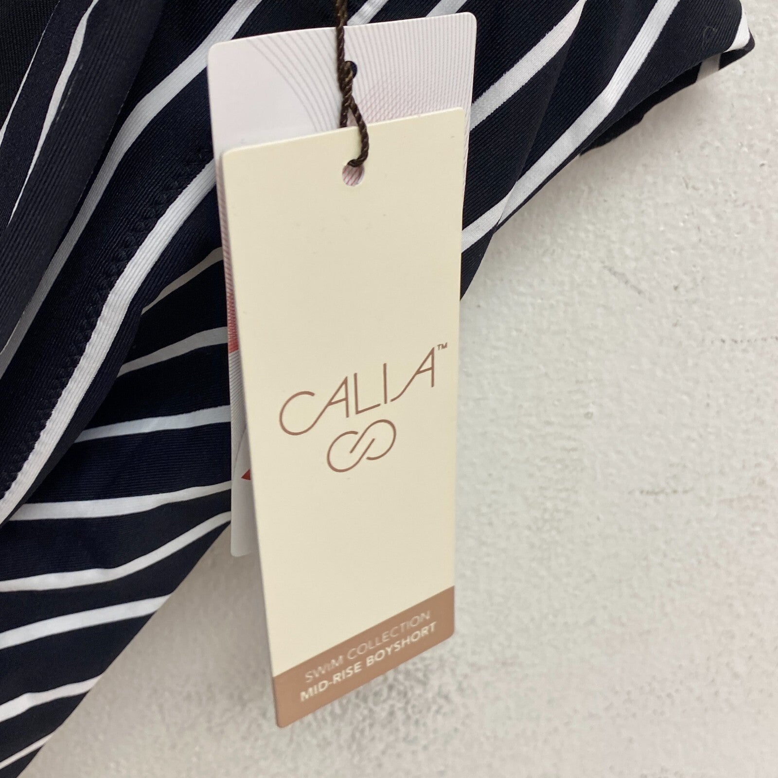 CALIA WOMENS SWIM Mid Rise BOY SHORT STRIPE BLACK WSA23500PRT Brand New!