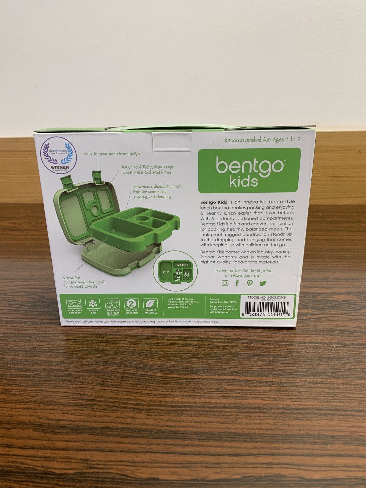 Bentgo Kids Childrens Lunch Box Bento-Styled Lunch Durable and Leak Proof Green