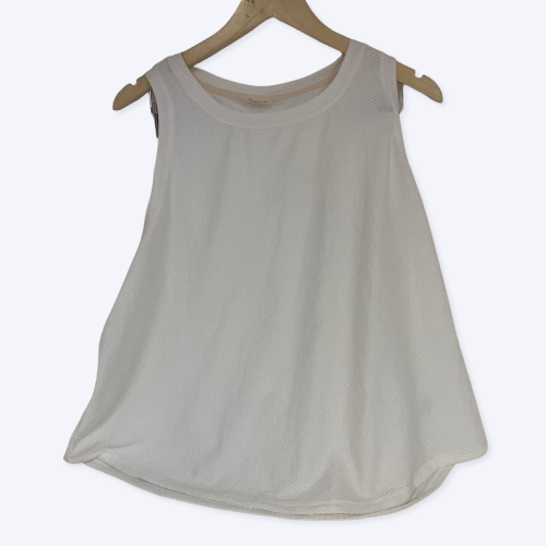 CALIA Womenâs High-Low Mesh Tank Top Pure White WAX31209 Sleeveless Activewear