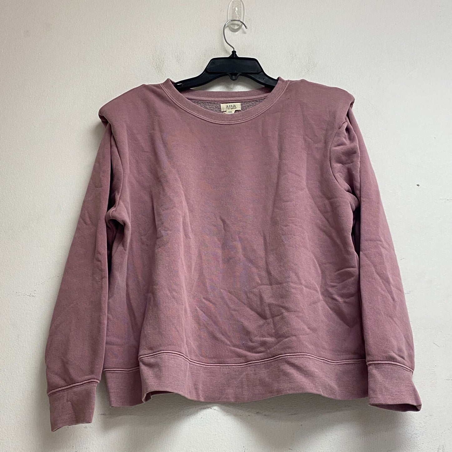 Ana Women's Padded Shoulders Long Sleeve Sweatshirt Size PXL Color: Western Rose