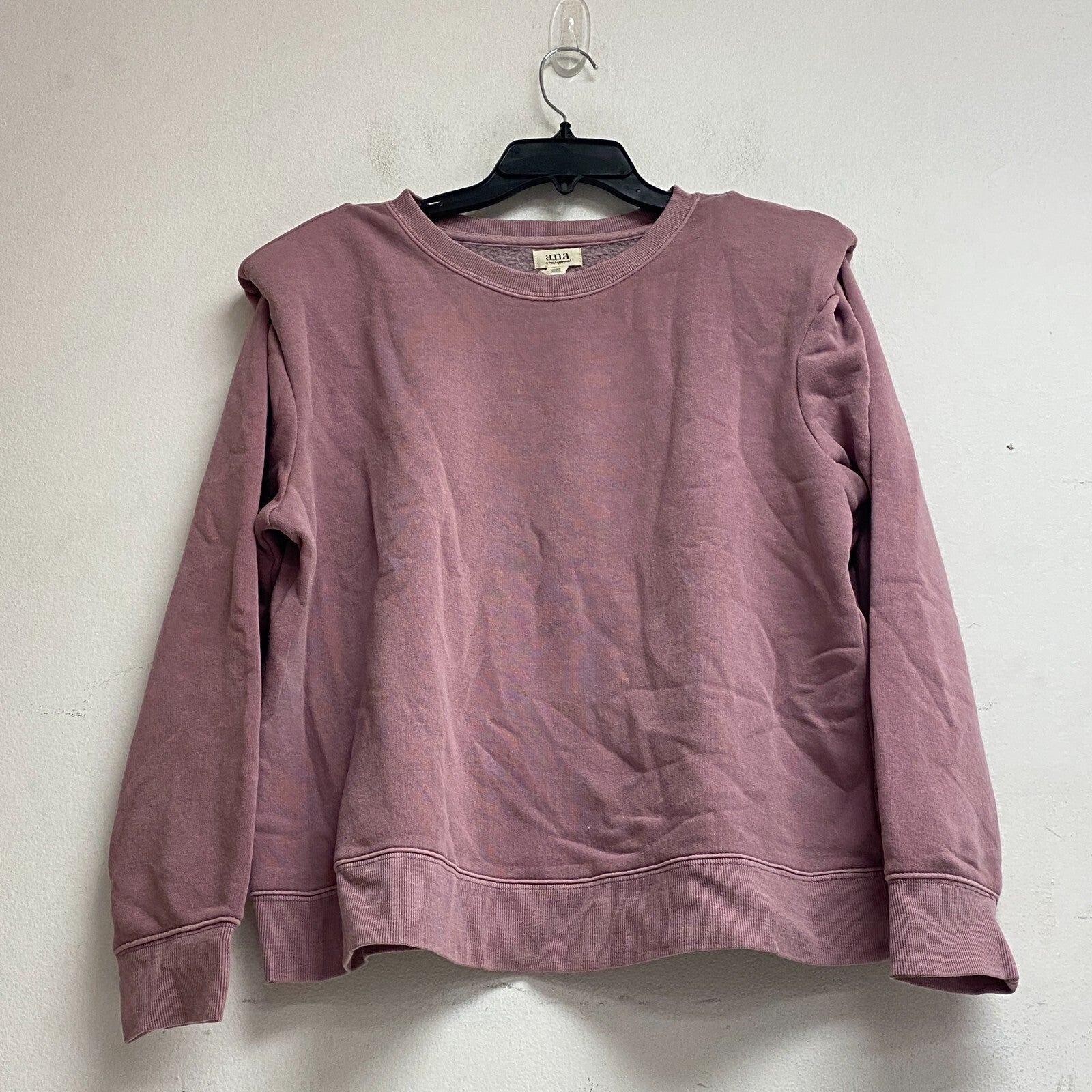 Ana Women's Padded Shoulders Long Sleeve Sweatshirt Size PXL Color: Western Rose