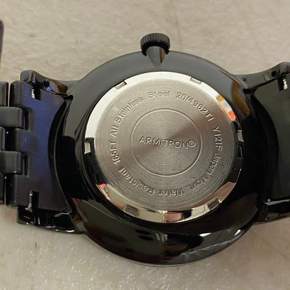 Armitron Steel Watch Men 42mm Black Round Dial 50M Stainless 6.5" 20/4962TI