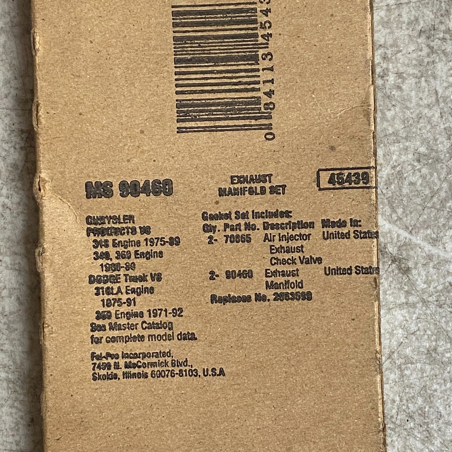 FEL-PRO MS 90460 Exhaust Manifold Gasket Set 1968-1992 Dodge Ram 318 360 V8