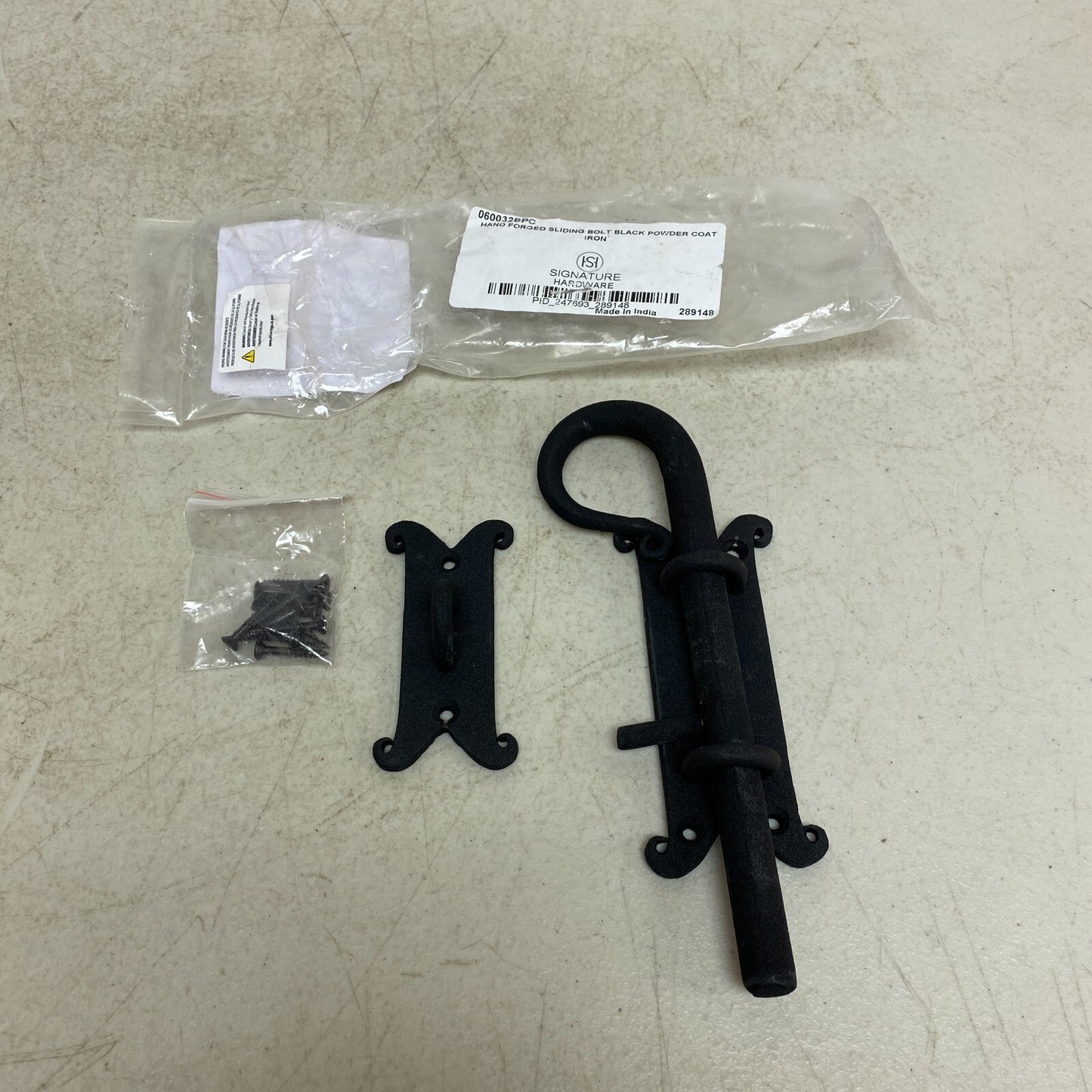 Signature Hardware Decorative Iron Sliding Bolt (MODEL: 060032BPC)