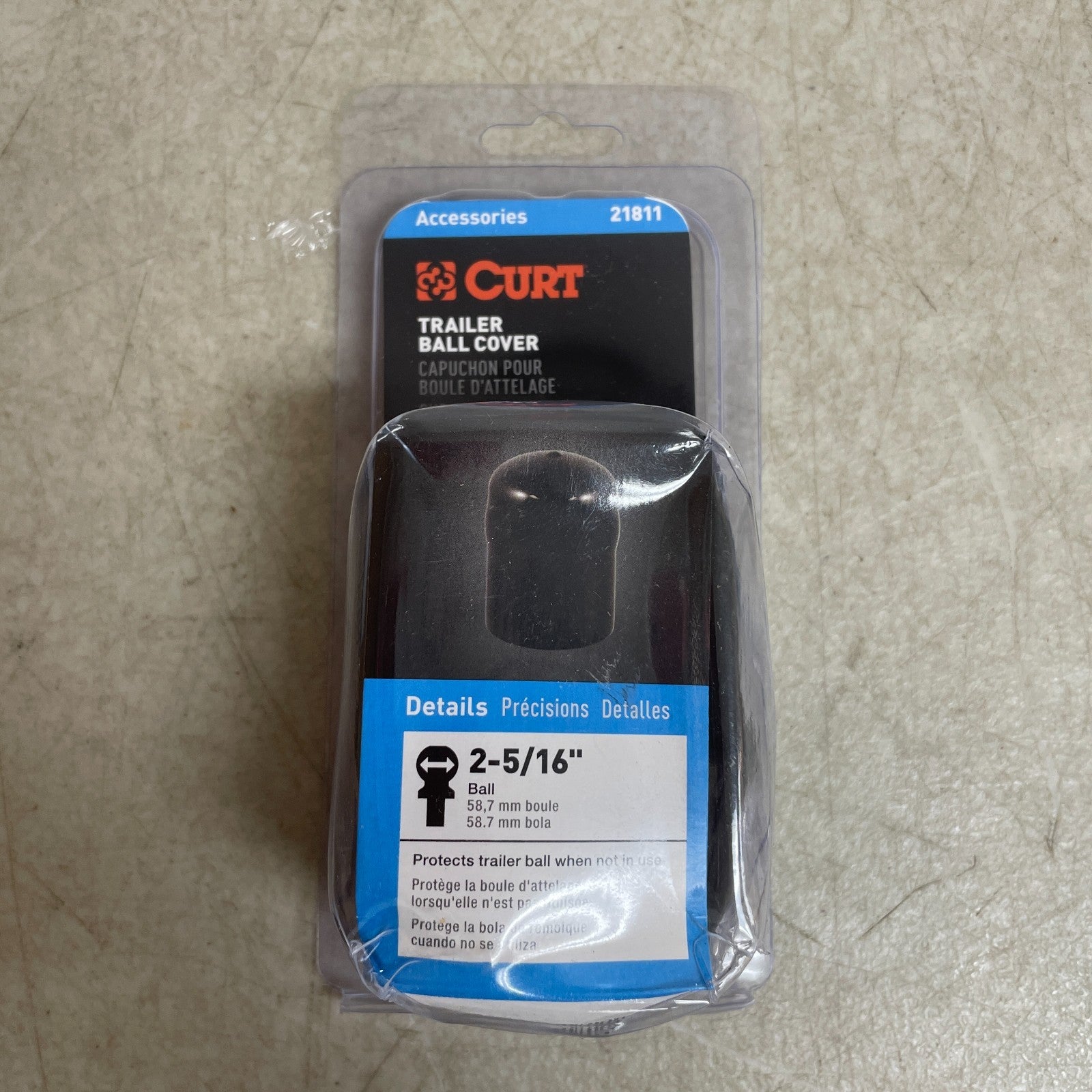 CURT 21811 Trailer Hitch Ball Cover Black Rubber Fits 2-5/16" Trailer Balls