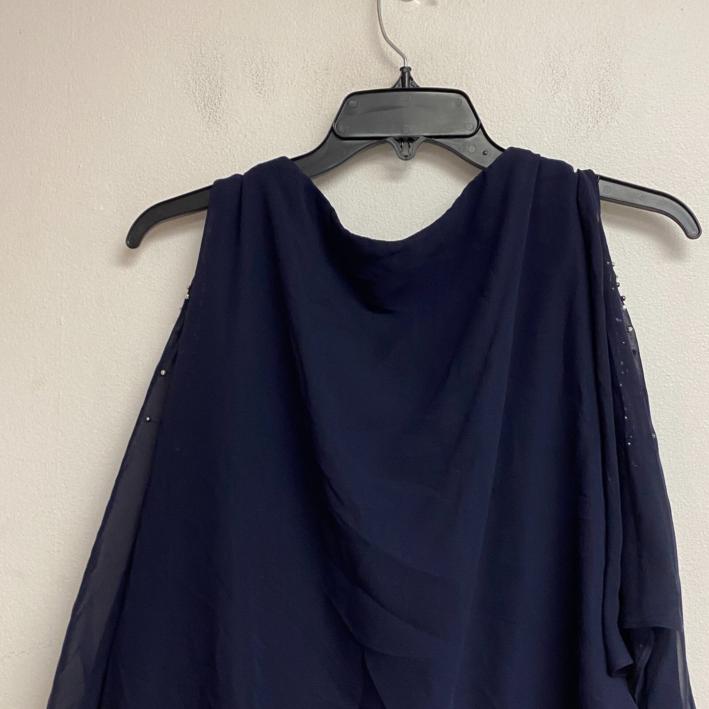 Dj-jaz 3/4 sleeve embellished sheath dress open slit sleeves Size 18 navy blue