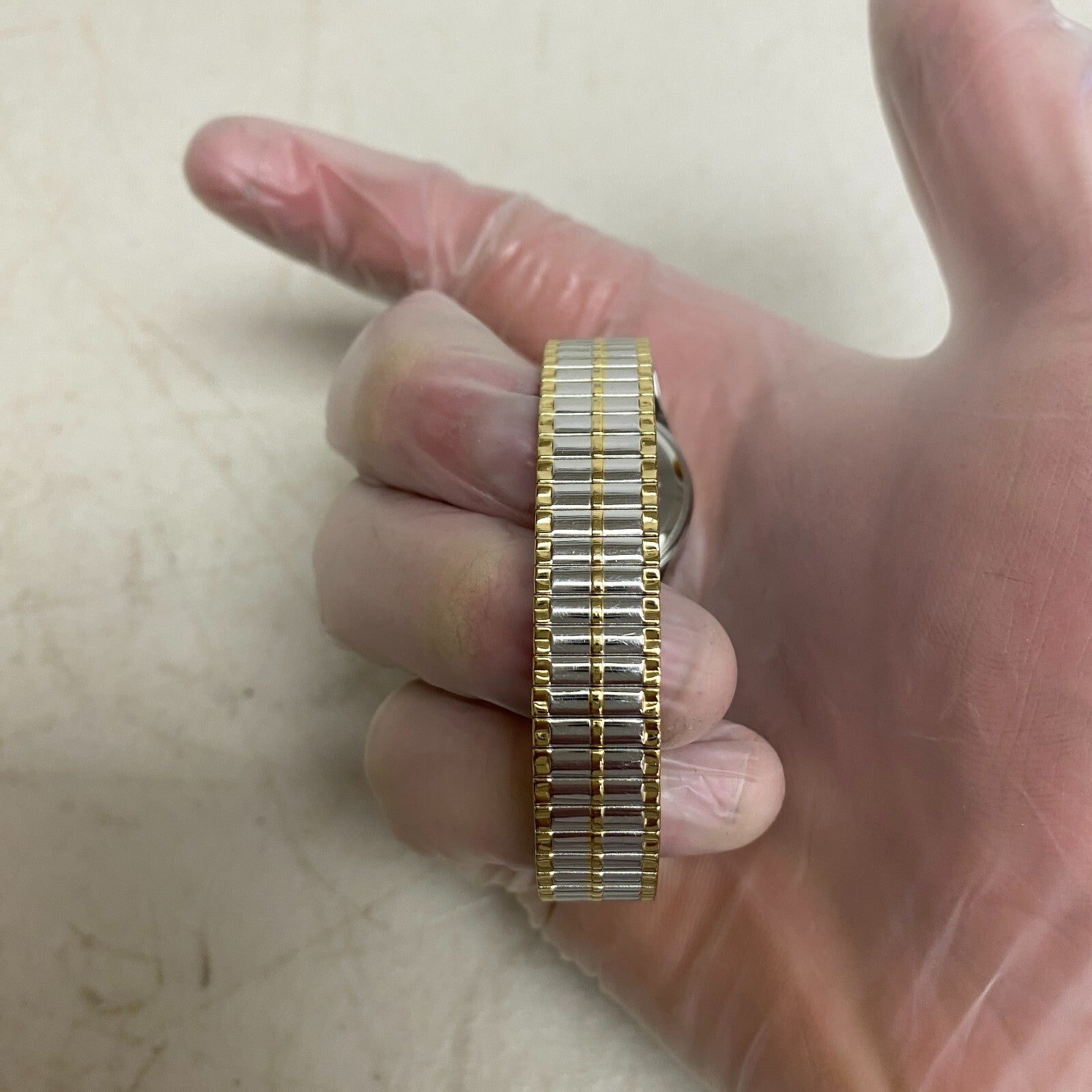 Armitron Watch Japan Quartz Women Dual Tone Gold Plated Stretch Steel 75/5420TTG