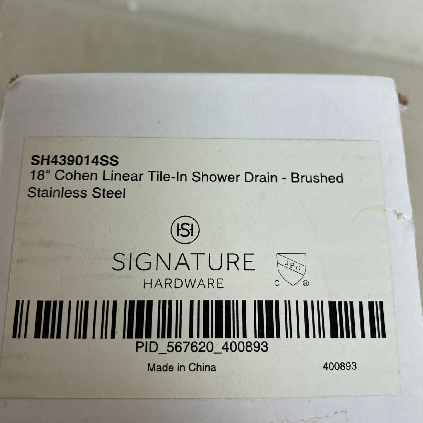 Signature Hardware 18" Cohen Linear Tile-In Shower Drain - Brushed Stainless S,,