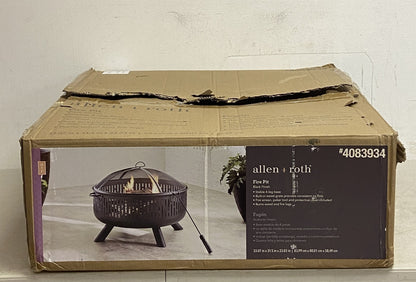 allen + roth 31.5-in W Black Steel Wood-Burning Fire Pit Black Finish