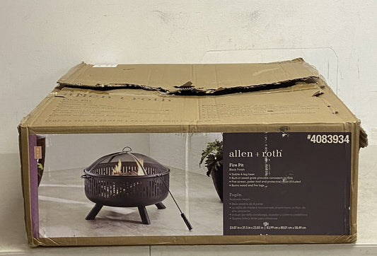allen + roth 31.5-in W Black Steel Wood-Burning Fire Pit Black Finish