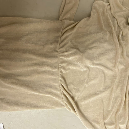 ASOS DESIGN wrap slinky blouson sleeve midi dress in Cream Size 8