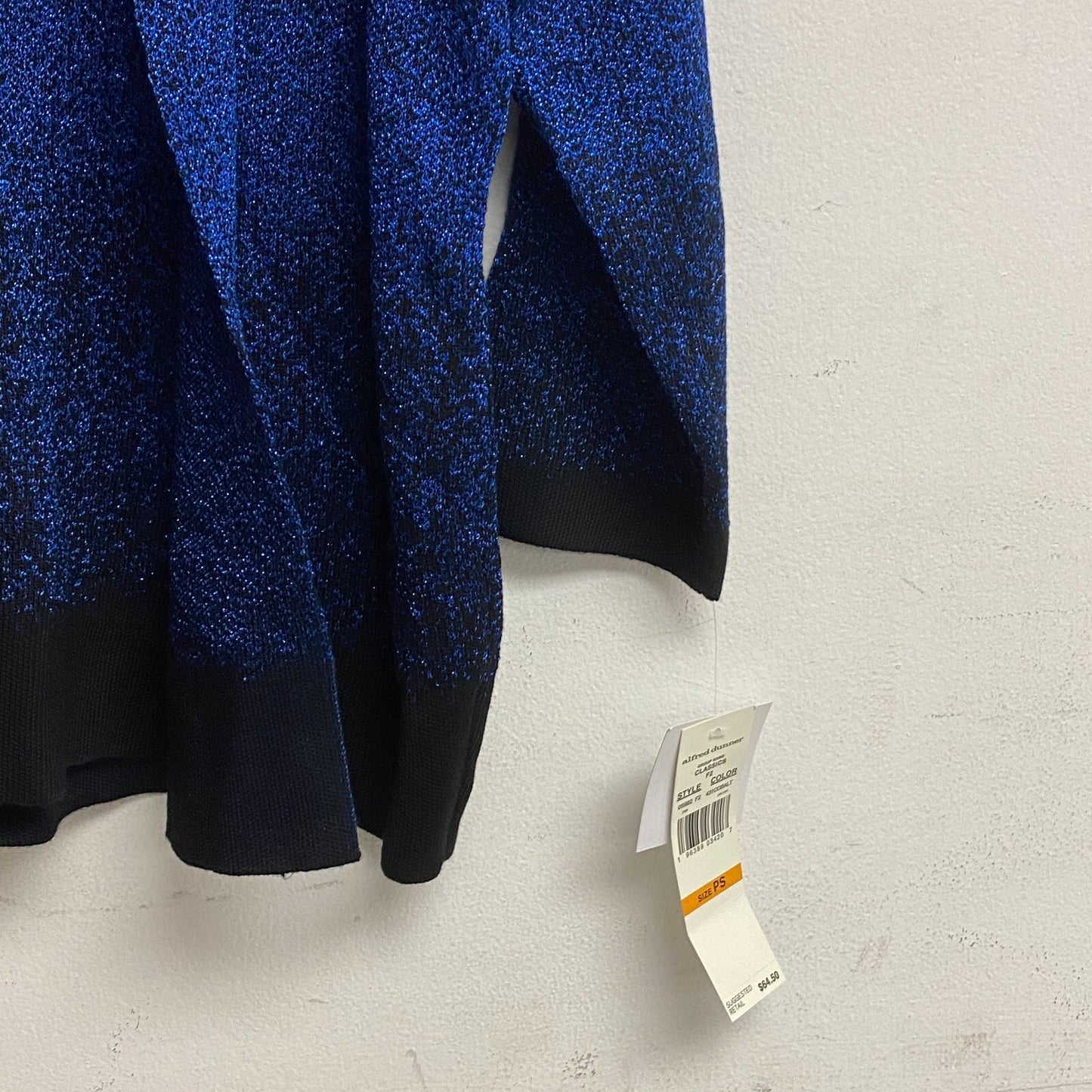 Alfred Dunner Women's 3/4 Sleeve Layered Look Cardigan Sweater Size PS Cobalt