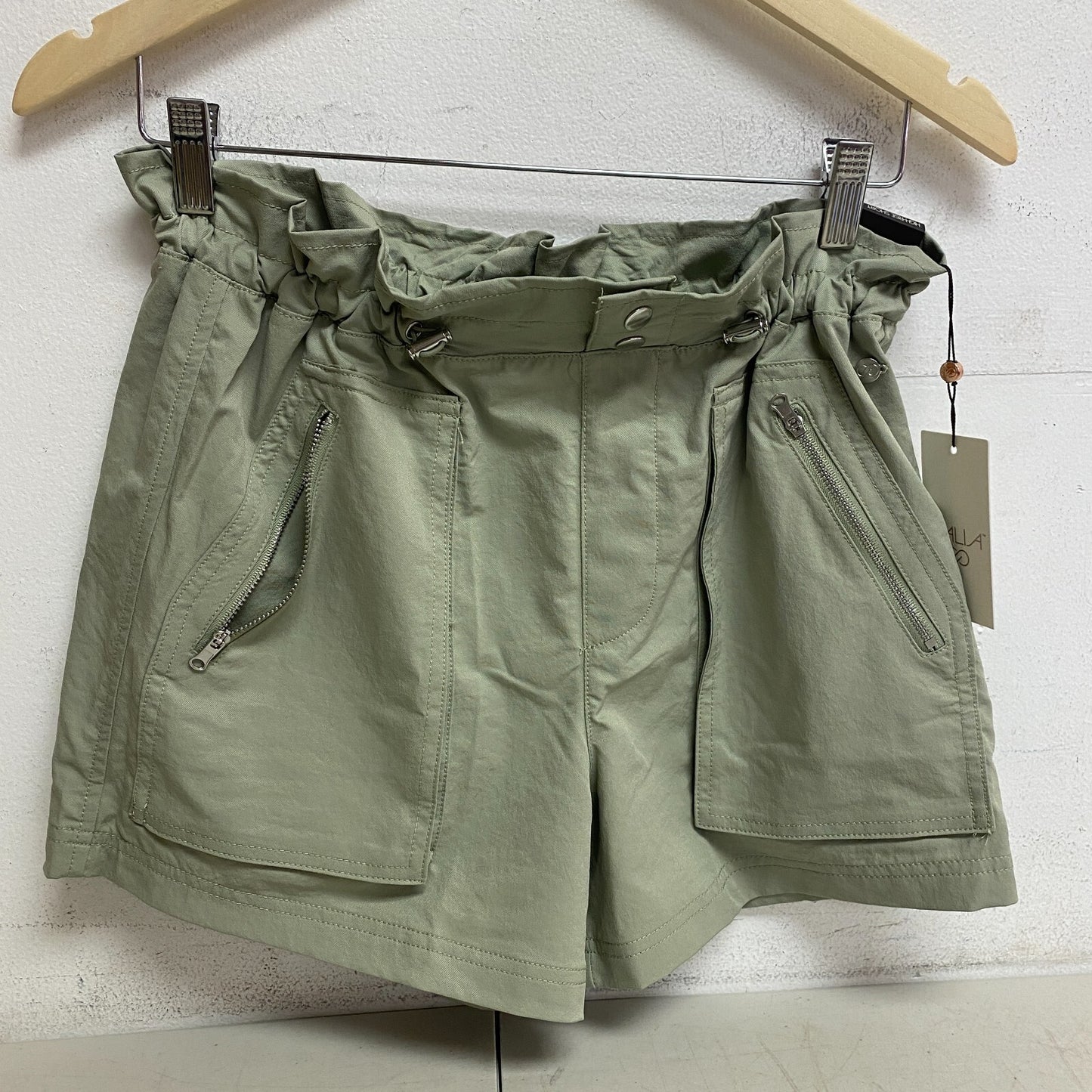 Calia Women Journey High Rise Relaxed Woven Paperbag Short Smudge Sage WAX12303