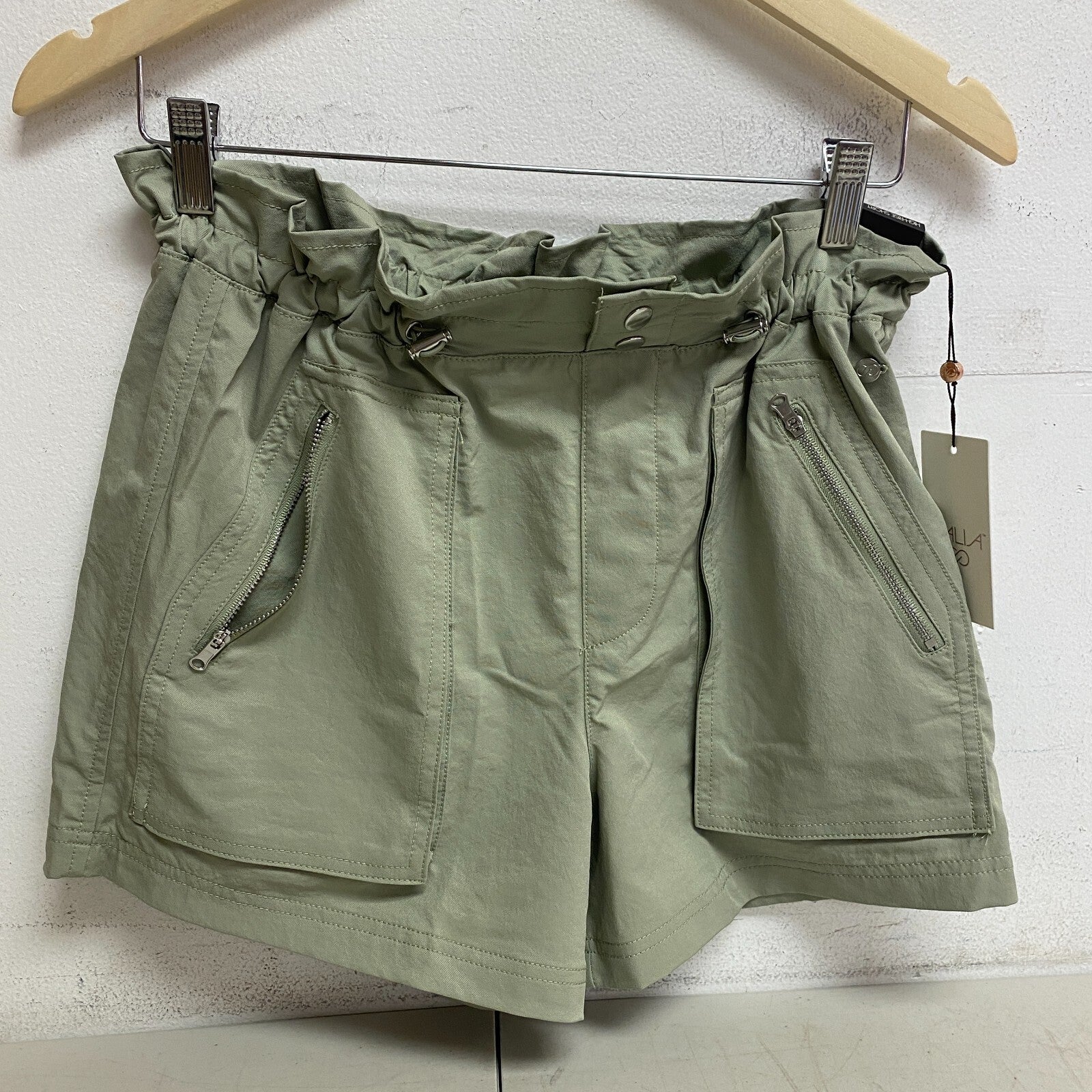 Calia Women Journey High Rise Relaxed Woven Paperbag Short Smudge Sage WAX12303