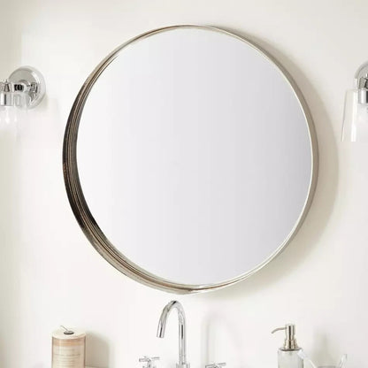 Signature Hardware Palora Round Decorative Vanity Mirror - Polished Nickel