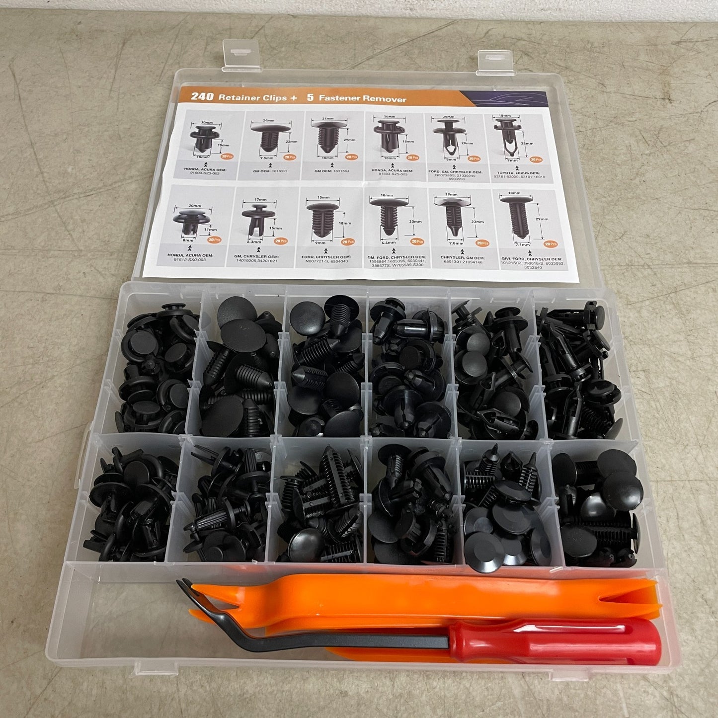 240Pc Bumper Retainer Clip Fastener Kit with Remover Tool Universal Push
