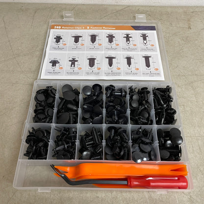 240Pc Bumper Retainer Clip Fastener Kit with Remover Tool Universal Push