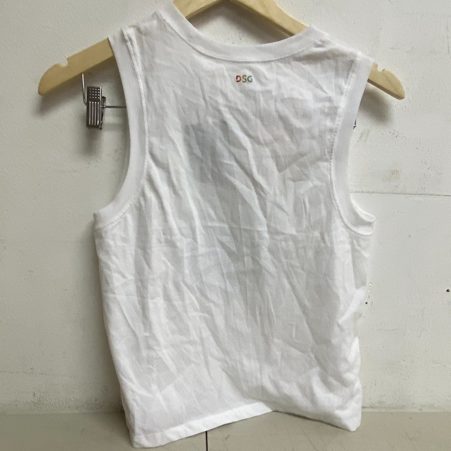 DSG Women's Adult Pride Cotton Muscle Tank Pure White/ Play Pride DAW13100PD