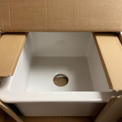 Signature Hardware 18" Square Undermount Fireclay Kitchen Prep Sink White