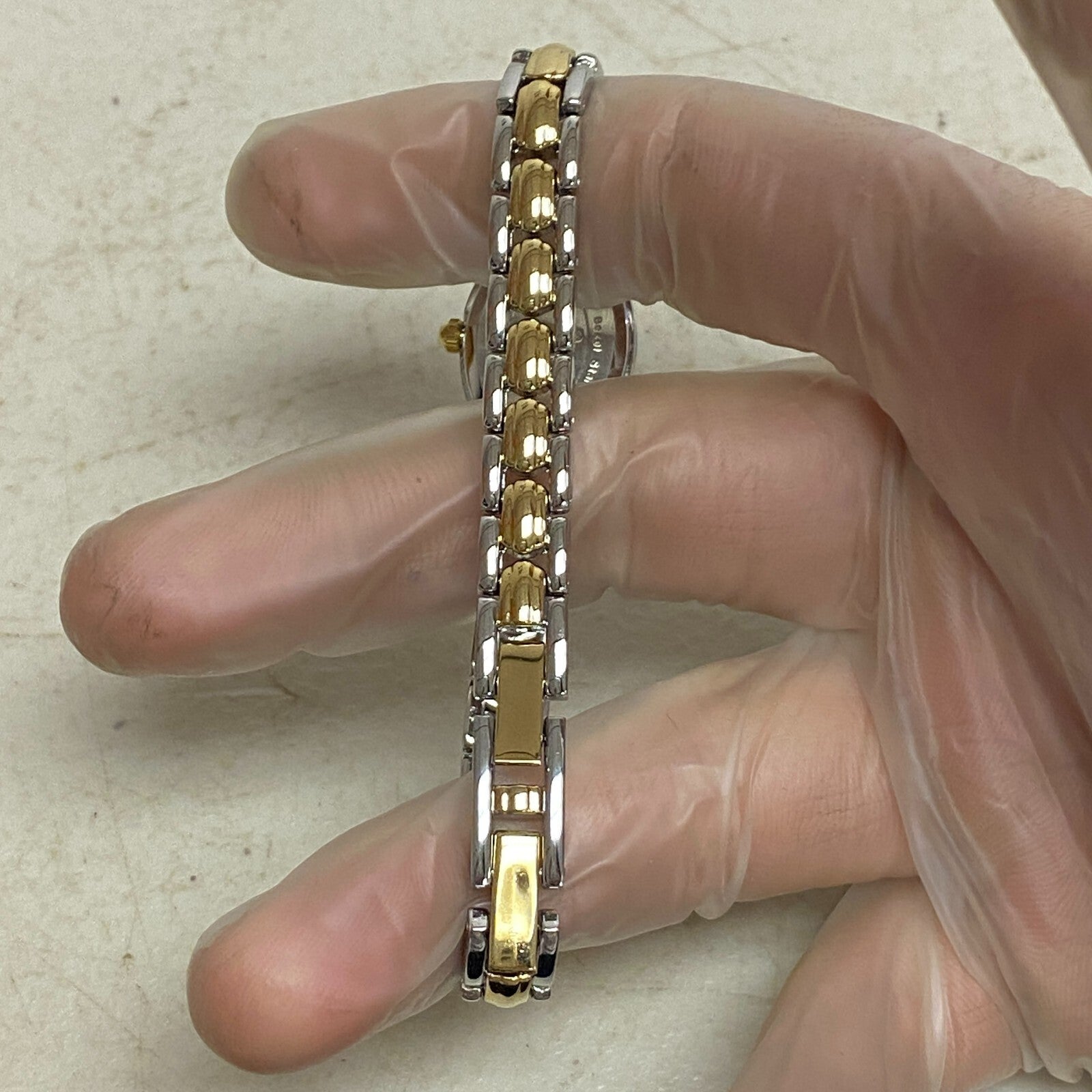 Armitron Women's Bracelet Watch Gold/Silver Band Crystals Bezel 75/3313TTG.