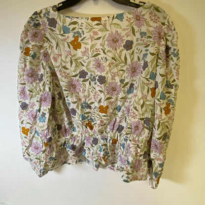 Ana A New Approach Womens Square Neck Long Sleeve Peplum Top Size 0X Color White