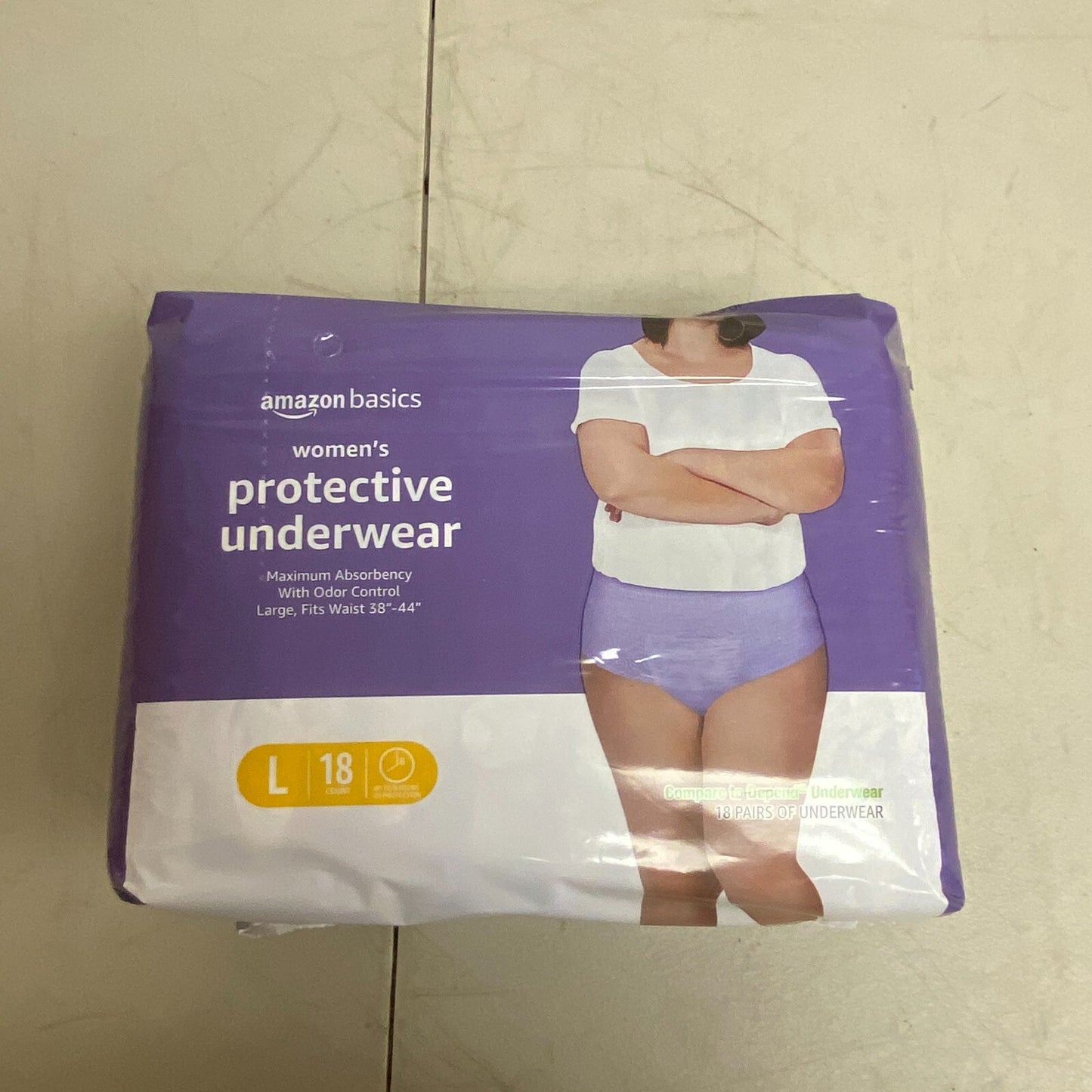Basics Incontinence & Postpartum Underwear for Women, Large, 44 ct