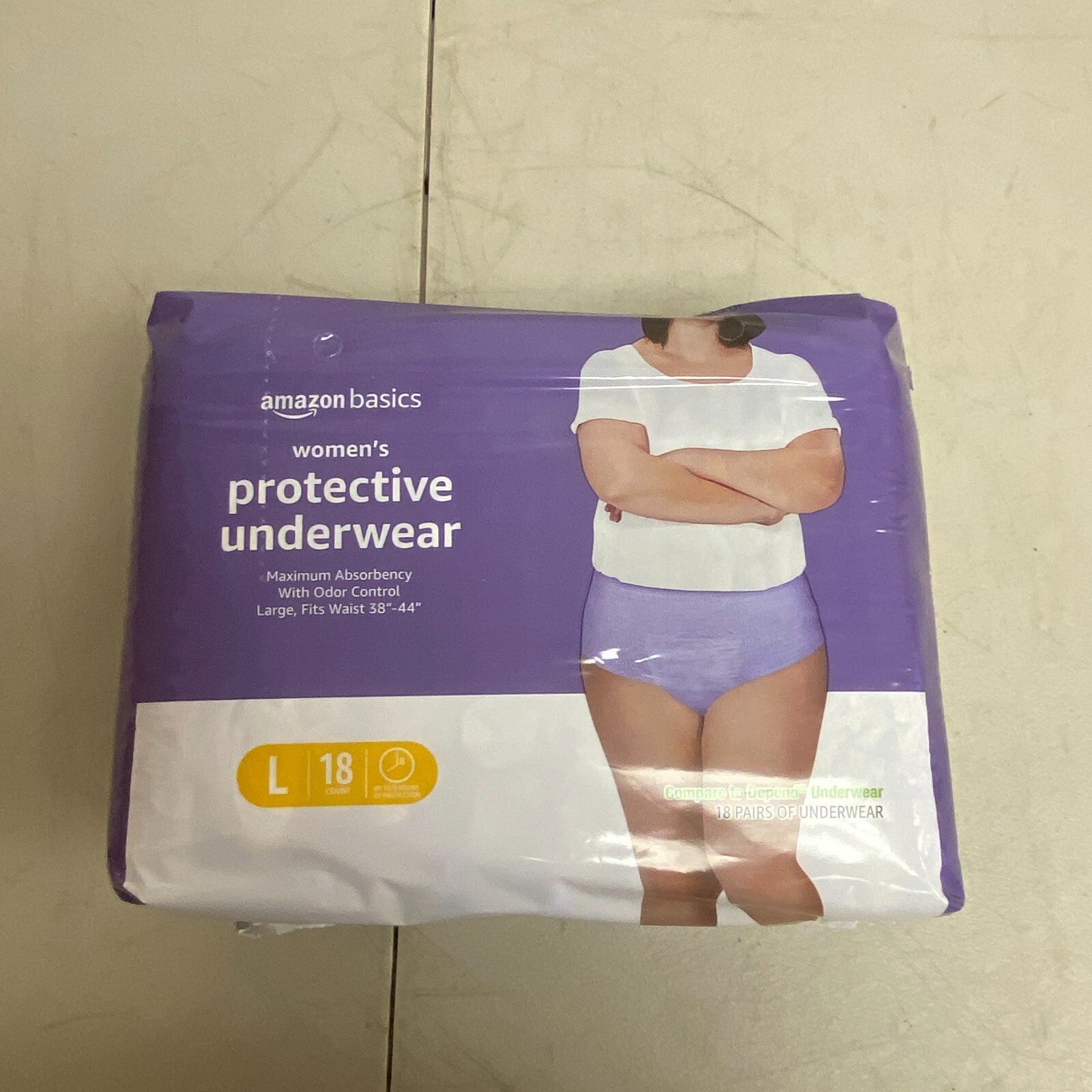 Basics Incontinence & Postpartum Underwear for Women, Large, 44 ct