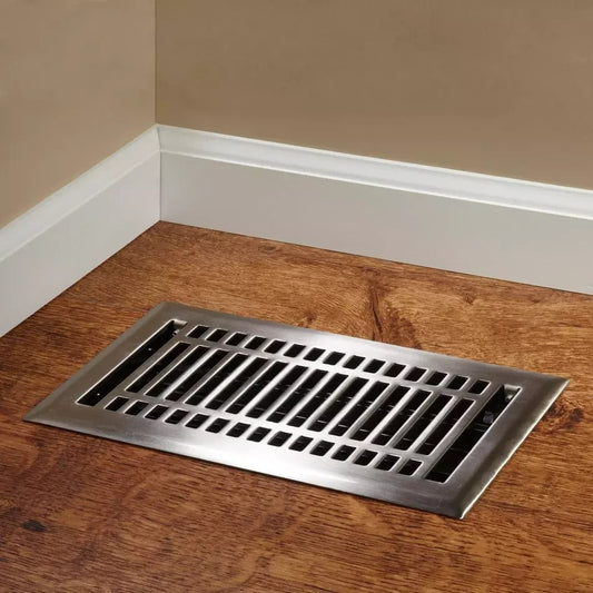 Signature Hardware Contemporary Steel Floor Register 4″×10″ Oil‑Rubbed Bronze