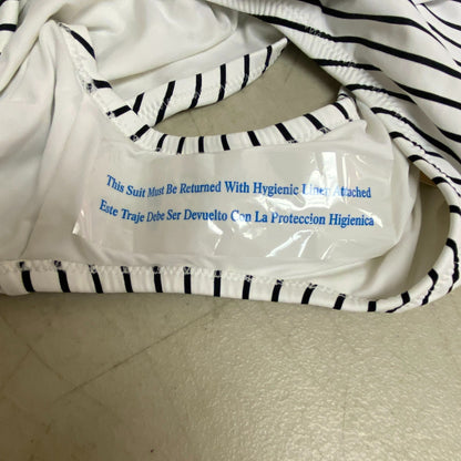 Calia Womens Cross Front HW Bottom Simple Stripe Black/ White WSA21403PRTXWP