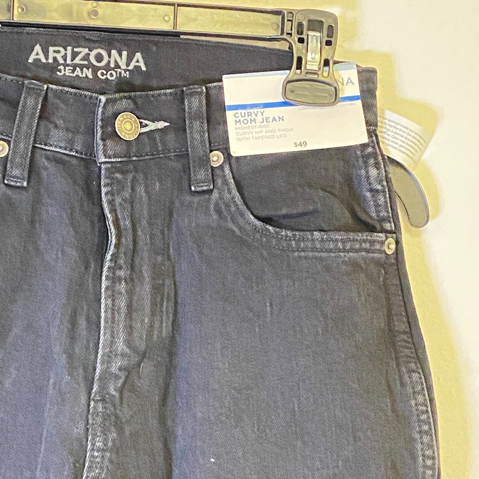 Arizona Curvy Mom Straight Ankle Fit Leg Jeans Women's Size 3 Color Black *NWT