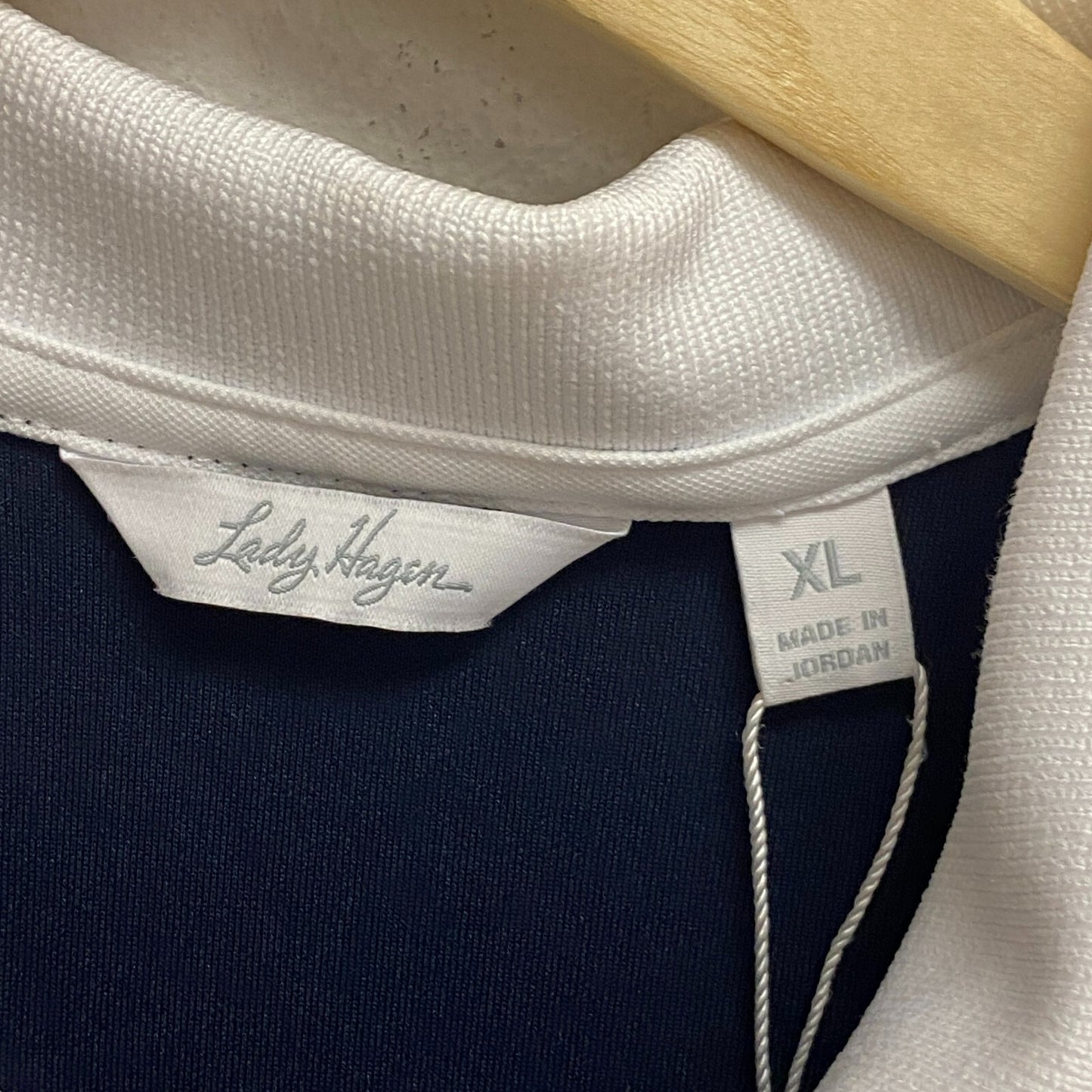 Lady Hagen Womens Pique Rib Trim SLVS Polo Dark Navy/White Solid WGH11502