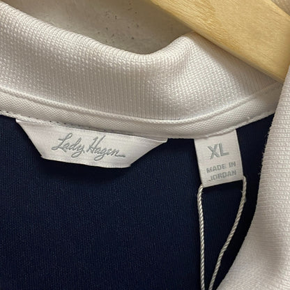 Lady Hagen Womens Pique Rib Trim SLVS Polo Dark Navy/White Solid WGH11502
