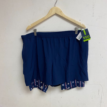DSG Men's 5"inseam Athletic Fit 2-In-1 Agility Short Navy Americana Pinstripe