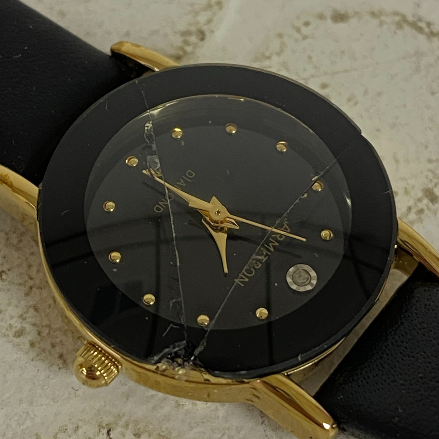 Armitron Women's 75/2447 Diamond-Accented Leather Strap Watch