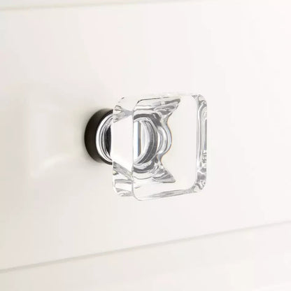 Sigature Hardware 1 ⅜″ Kazina Square Cabinet Knob Clear/Black Bronze ABP36653CBB