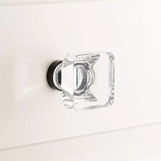 Sigature Hardware 1 ⅜″ Kazina Square Cabinet Knob Clear/Black Bronze ABP36653CBB