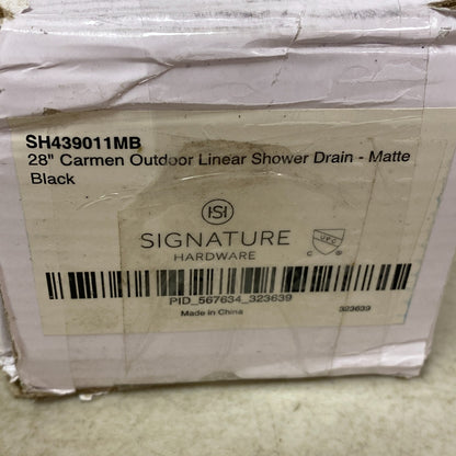 Signature Hardware 28" CARMEN OUTDOOR LINEAR SHOWER DRAIN - MATTE BLACK