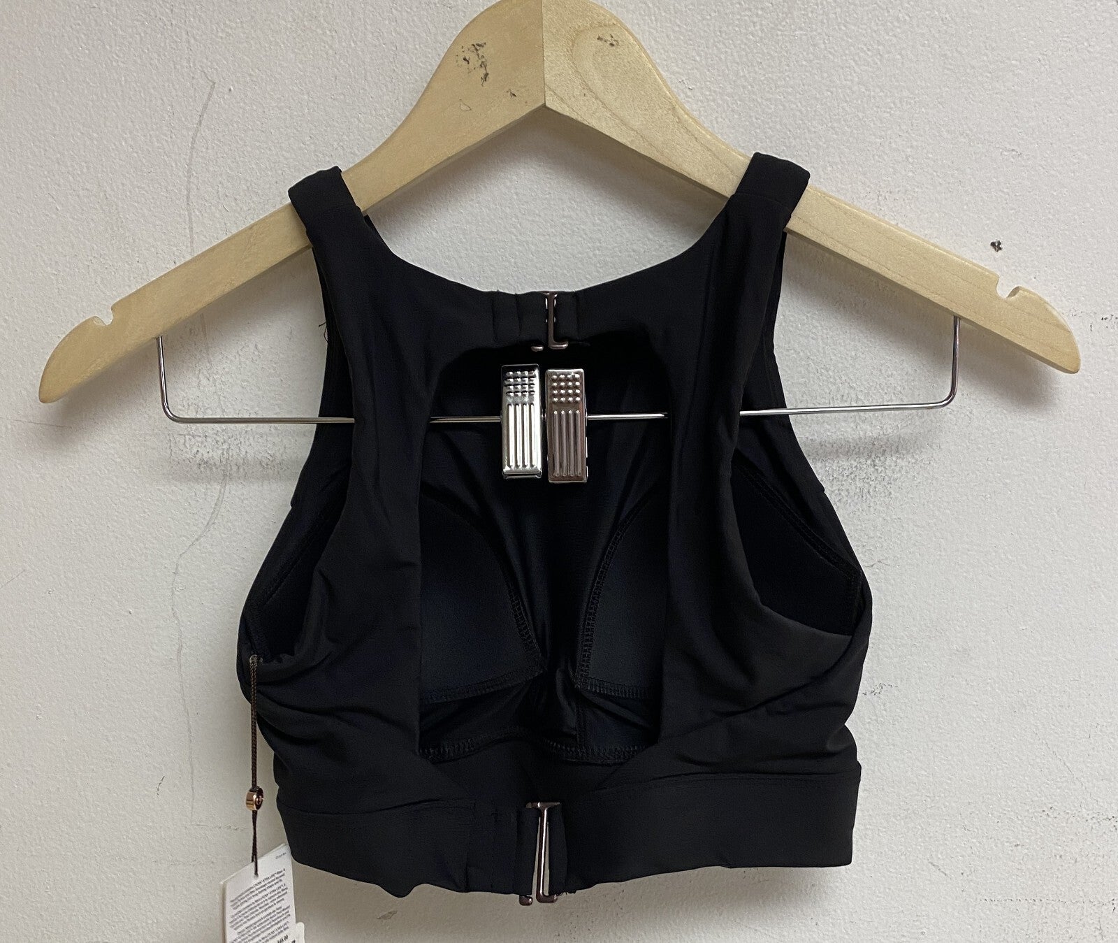 Calia Women's Swim Long Line High Neck Racerback Bikini Top Pure Black WSA21207