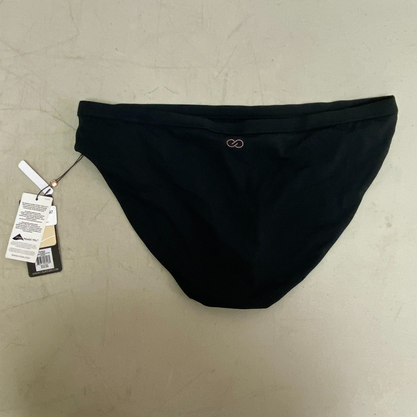 Calia Womens Wide Banded Bottom Bikini Caviar Black Solid Stylish WSA18404