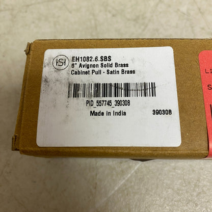 Signature Hardware 6" Avignon Solid Brass Cabinet Pull Satin Brass EH1082.6.SBS