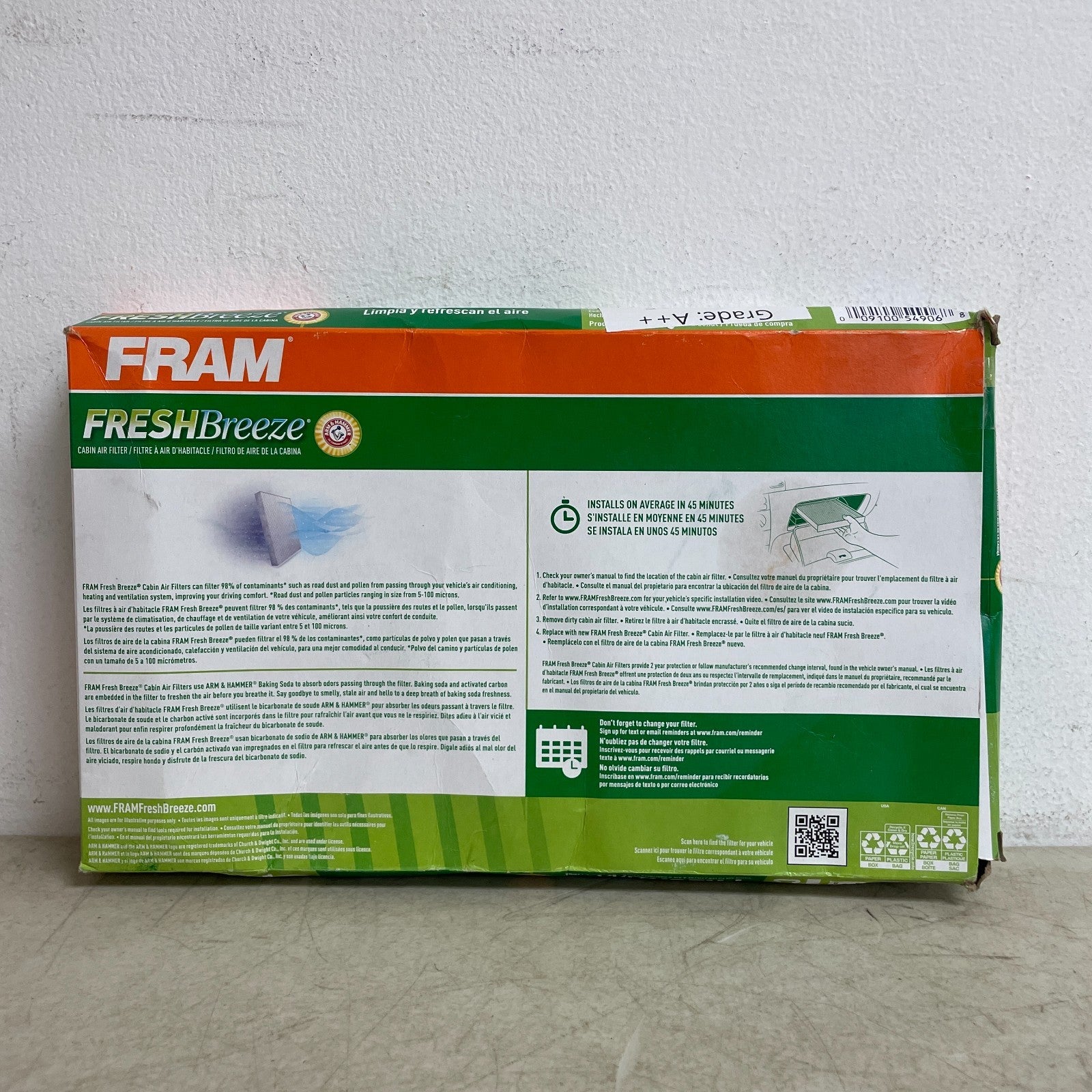 FRAM CF11181 Fresh Breeze Cabin Air Filter w/ Arm & Hammer Baking Soda GM Cars