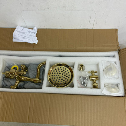 Signature Hardware Dolwick Exposed Pipe Shower and Tub Faucet - Polished Brass