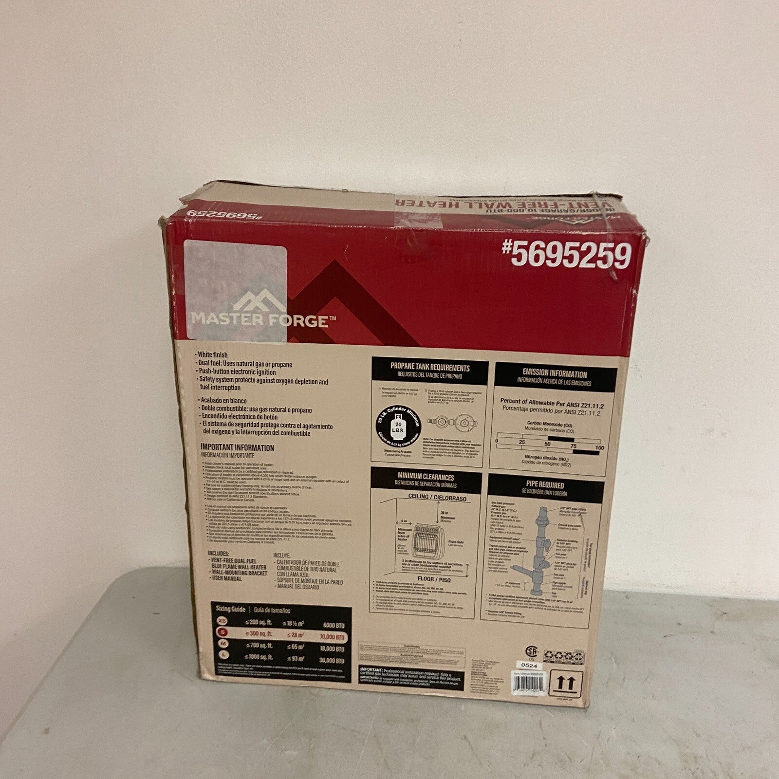 Master Forge Indoor/Garage 10,000-BTU Vent-Free Wall Heater Blue Flame