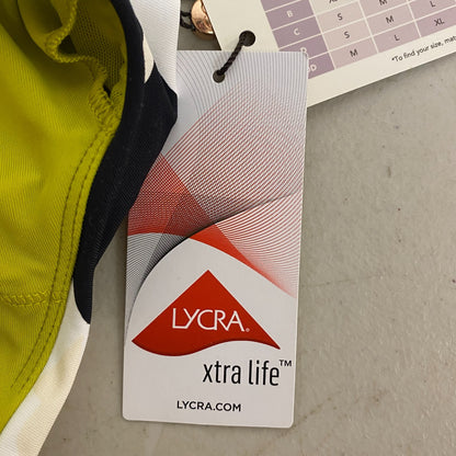 Calia Women's Swim Medium Support Tie Front Long Line Bikini Top Green Multi New