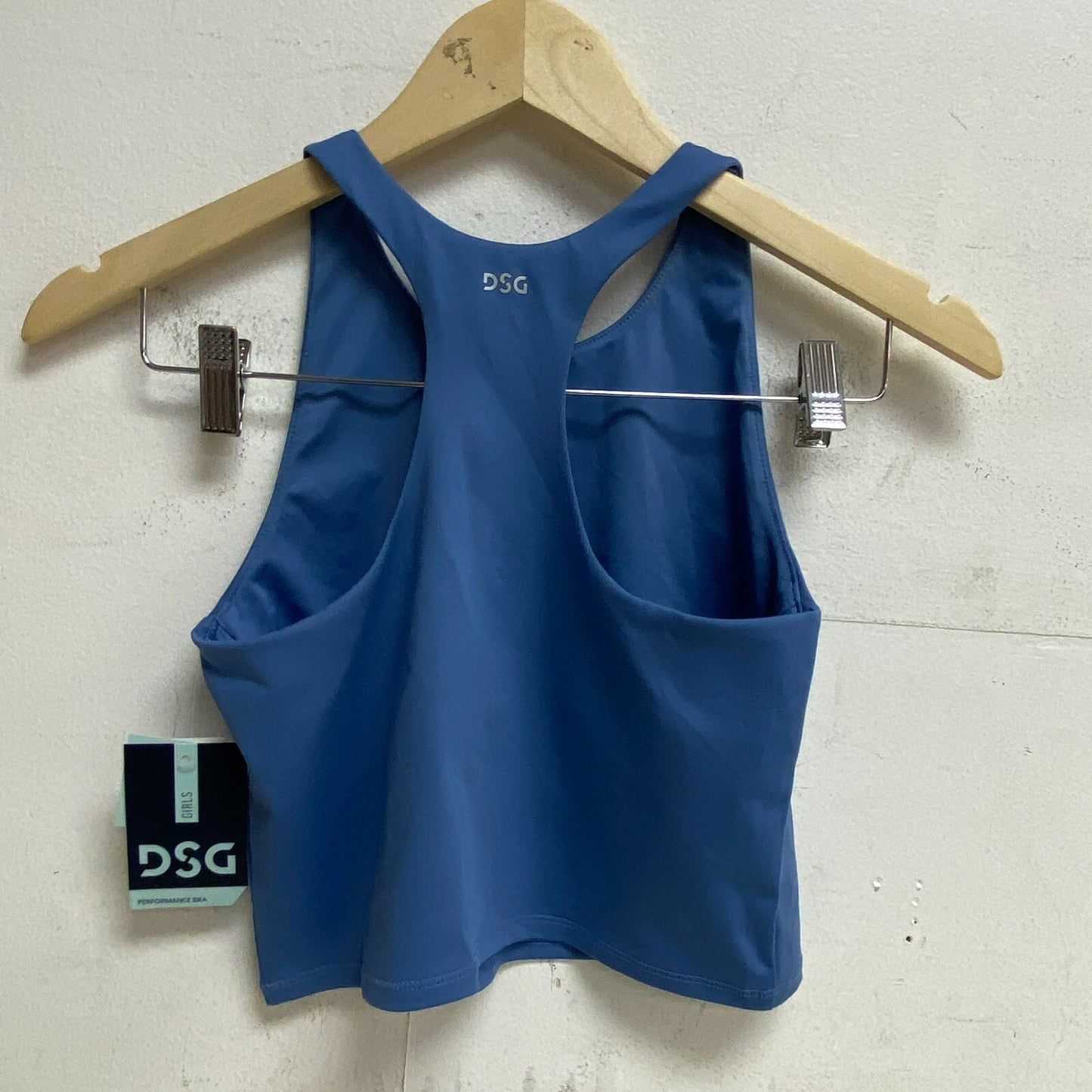 DSG Girls' Shelf Bra Tank Top Basin Blue Sleeveless Solid Racerback DAG23712