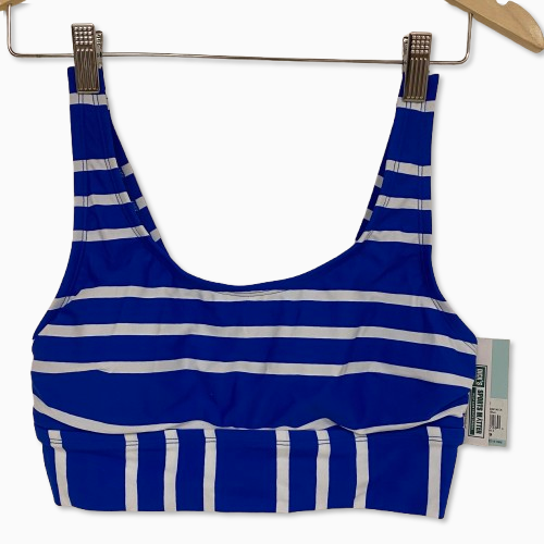 DSG Womenâs Long Line Scoop Neck Sports Bra Speed Stripe Blue DSW2786PRTZ
