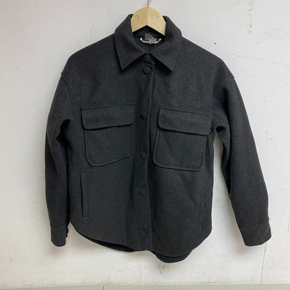 Calia Women's Patch Pocket Shacket Pure Black Solid WAX31371 Warm Long Sleeve